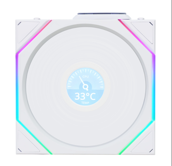 UNI FAN TL Ss fil LCD ARGB+Contrôl.-3x120mm-Blanc