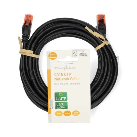 Câble RJ45 Cat6 U/UTP - 5m - Noir