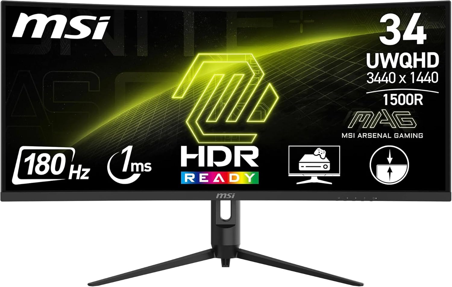 MAG 34"CURVE UWQHD/180Hz/VA/4ms/AdaptiveSync-Seconde Vie-Très Bon Etat