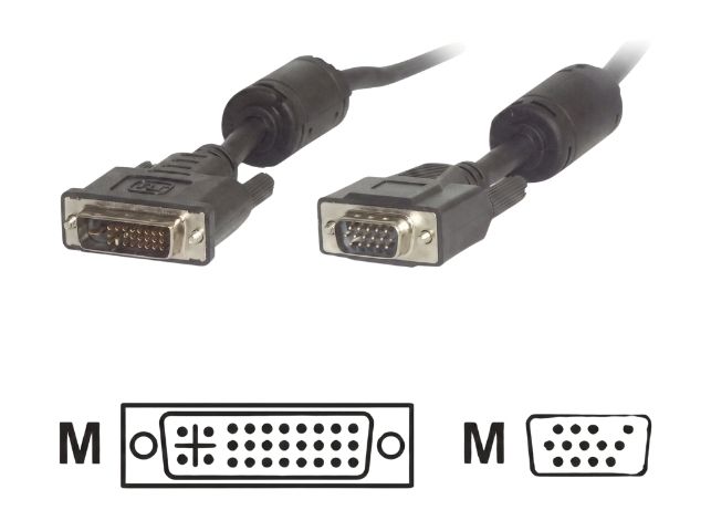Câble DVI-I/HD15 (VGA) mâle/mâle - 2m - Noir