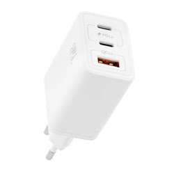 Chargeur secteur GaN PowerD 65W - 3 ports - Blanc 