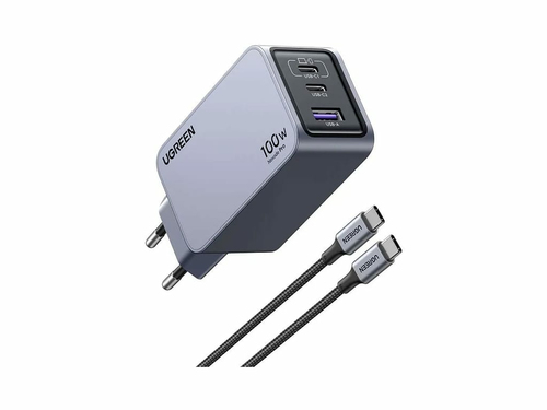 Chargeur secteur 100W 3 ports + Câble USB-C - 1,5m