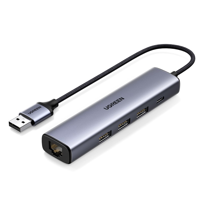 5 ports USB 3.0 vers RJ45+3xUSB 3.0+USB-C/Gris#