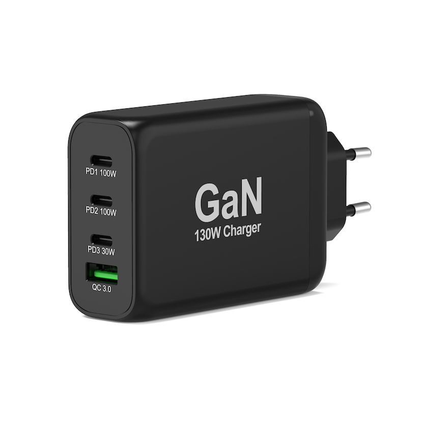 Chargeur mural GaN 130W 4 ports + Câble USB-C - 2m