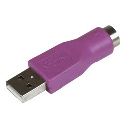 Adaptateur PS/2 vers USB  - Adaptateur de rechange pour clavier - PS2 (F) vers USB A (M) Violet