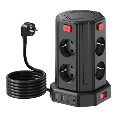 Tours 8prises parafoudres avec interrupteurs+4xUSB