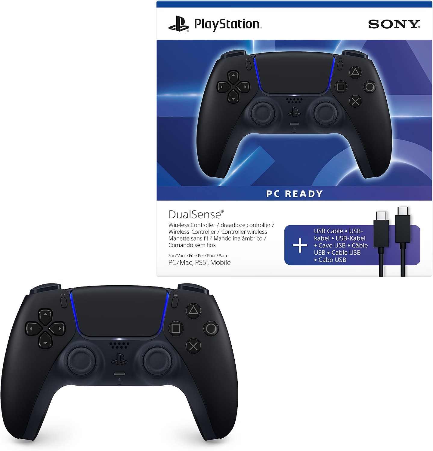 Manette DualSense Midnight Black - PC/PS5/Mac