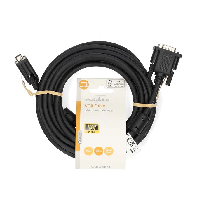 Câble VGA mâle/mâle - 5m - Noir