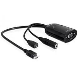 Adapt. MHL MicroUSB M to VGA F/MicroUSB F/Jack#
