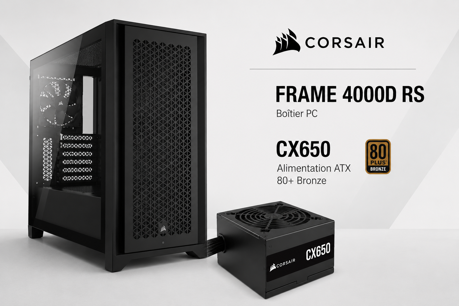 Boitier FRAME 4000D RS Noir +Alim CX650 80+ Bronze